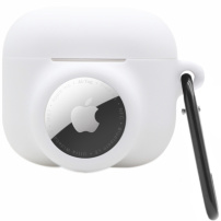 2 az 1-ben szilikon védőtok - AirPods 3 / AirTag 1 / 2 - fehér
