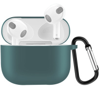 Szilikon védő tok karabinerrel - AirPods 3 - sötétzöld