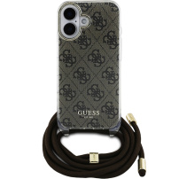 Guess 4G IML nyomtatott kereszttartó tok zsinórral iPhone 16-hoz - barna