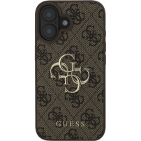 Guess 4G fém logó borító iPhone 16 Plus készülékhez - barna