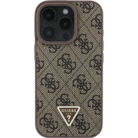 Guess 4G Strass Triangle fém logóborító iPhone 16 Pro Max telefonhoz - barna