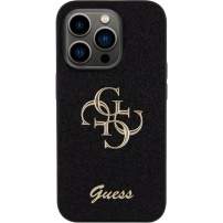 Guess Fixed Glitter 4G Metal Logo csillogó tok - iPhone 15 Pro - fekete