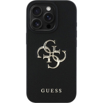 Guess Szemcsés 4G fém logós tok iPhone 16 Pro készülékhez - fekete
