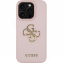 Guess Szemcsés 4G fém logós tok iPhone 16 Pro készülékhez - rózsaszín