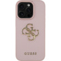 Guess Szemcsés 4G kis fém logós tok MagSafe-el* iPhone 16 Pro készülékhez - rózsaszín