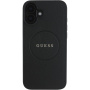 Guess Szemcsés Classic Embléma borító MagSafe-el* iPhone 16-hoz - fekete