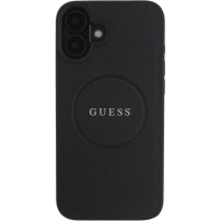 Guess Szemcsés Classic Embléma borító MagSafe-el* iPhone 16-hoz - fekete