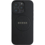 Guess Szemcsés Classic Embléma borító MagSafe-el* iPhone 16 Pro Maxhez - fekete