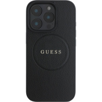Guess Szemcsés Classic Embléma borító MagSafe-el* iPhone 16 Pro Maxhez - fekete