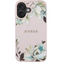 Guess Grained Magnolia virágmintás tok MagSafe funkcióval iPhone 16-hoz - rózsaszín