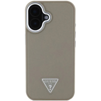 Guess Szemcsés háromszög logóborító MagSafe-el* iPhone 16-hoz - barna