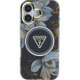 Guess IML Glitter Magnolia és Triangle Logo tok MagSafe-el* iPhone 16-hoz - fekete