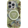 Guess IML Glitter Magnolia és Triangle Logo tok MagSafe-el* iPhone 16 Pro-hoz - zöld