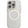 Guess IML Gold Outline tok kihajtható állvánnyal és MagSafe funkcióval iPhone 16 Pro készülékhez - átlátszó
