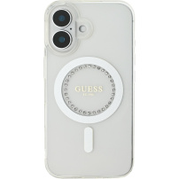 Guess IML strassz gyűrű borító MagSafe-el* iPhone 16-hoz - átlátszó