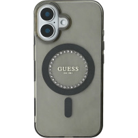 Guess IML strassz gyűrű borító MagSafe-el* iPhone 16-hoz - szürke