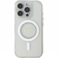 Guess IML Rhinestones Gyűrűburkolat MagSafe-el* iPhone 16 Pro-hoz - átlátszó