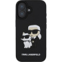 Karl Lagerfeld 3D gumis Karl és Choupette borító iPhone 16-hoz - fekete