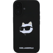 Karl Lagerfeld Choupette fej szilikon burkolat MagSafe-el* iPhone 16-hoz - fekete