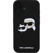 Karl Lagerfeld Duplafejű szilikon borítás MagSafe-el* iPhone 16 Plus készülékhez - fekete