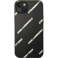 Karl Lagerfeld Grained Leather Logomania tok - iPhone 14 Plus - fekete