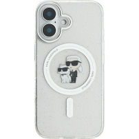 Karl Lagerfeld IML Glitter Karl és Choupette csillogó borító MagSafe-el* iPhone 16-hoz - ezüst