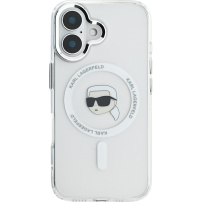 Karl Lagerfeld IML Karl Head fémváz borítás MagSafe-el* iPhone 16-hoz - átlátszó