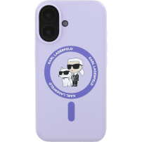 Karl Lagerfeld Karl és Choupette szilikon borítás MagSafe-el* iPhone 16-hoz - lila