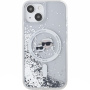 Karl Lagerfeld Folyékony csillogó Karl és Choupette fejvédő MagSafe-el* iPhone 15-höz - ezüst