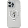Karl Lagerfeld Ringstand Karl and Choupette Flip Cover és MagSafe iPhone 16 Pro Maxhez – átlátszó