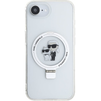 Karl Lagerfeld Ringstand Karl and Choupette tok kihajtható állvánnyal és MagSafe iPhone 16e / 17e készülékhez - átlátszó
