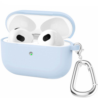 Szilikon tok karabinerrel - AirPods 3 - világoskék