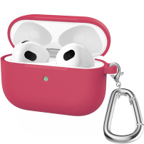 Szilikon tok karabinerrel - AirPods 3 - borvörös
