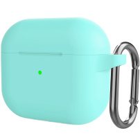 Szilikon védőtok karabinerrel - AirPods 3 - türkizkék