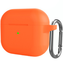 Szilikon védőtok karabinerrel - AirPods 3 - narancssárga