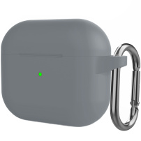 Szilikon védőtok karabinerrel - AirPods 3 - sötétszürke