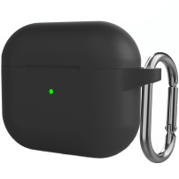 Szilikon védőtok karabinerrel - AirPods 3 - fekete