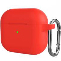 Szilikon védőtok karabinerrel - AirPods 3 - piros