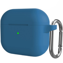 Szilikon védőtok karabinerrel - AirPods 3 - sötétkék
