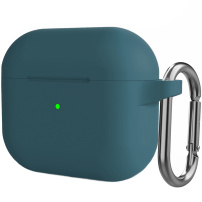 Szilikon védőtok karabinerrel - AirPods 3 - petróleum színű