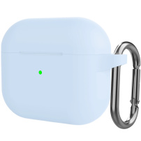Szilikon védőtok karabinerrel - AirPods 3 - világoskék
