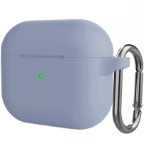 Szilikon védőtok karabinerrel - AirPods 3 - kék-szürke