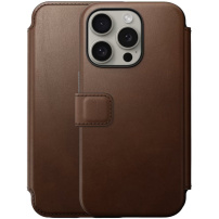 Nomad Modern Leather Folio flip cover tok MagSafe-vel - iPhone 15 Pro Max - barna