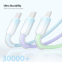 ENKAY szövetbevonatú töltőkábel - USB-A - 2x USB-C / Lightning - 1,2 m - színes