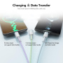 ENKAY szövetbevonatú töltőkábel - USB-A - 2x USB-C / Lightning - 1,2 m - színes