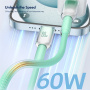 ENKAY Ice Clear fontott töltő- és adatkábel - USB-C - USB-C - 1 m - fekete