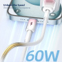 ENKAY Ice Clear font töltő- és adatkábel - USB-A - USB-C - 2 m - menta