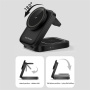 HT-541 3 az 1-ben összecsukható mágneses vezeték nélküli állvány háttérvilágítással iPhone / Apple Watch / AirPods számára - 15W - fekete