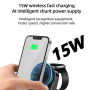 HT-541 3 az 1-ben összecsukható mágneses vezeték nélküli állvány háttérvilágítással iPhone / Apple Watch / AirPods számára - 15W - fekete
