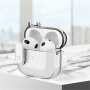 Átlátszó tok rögzítővel és karabinerrel AirPods Pro-hoz - lila